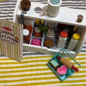 Melissa & Doug Ice Cream Counter Play Set - White with Multicolor Accessories